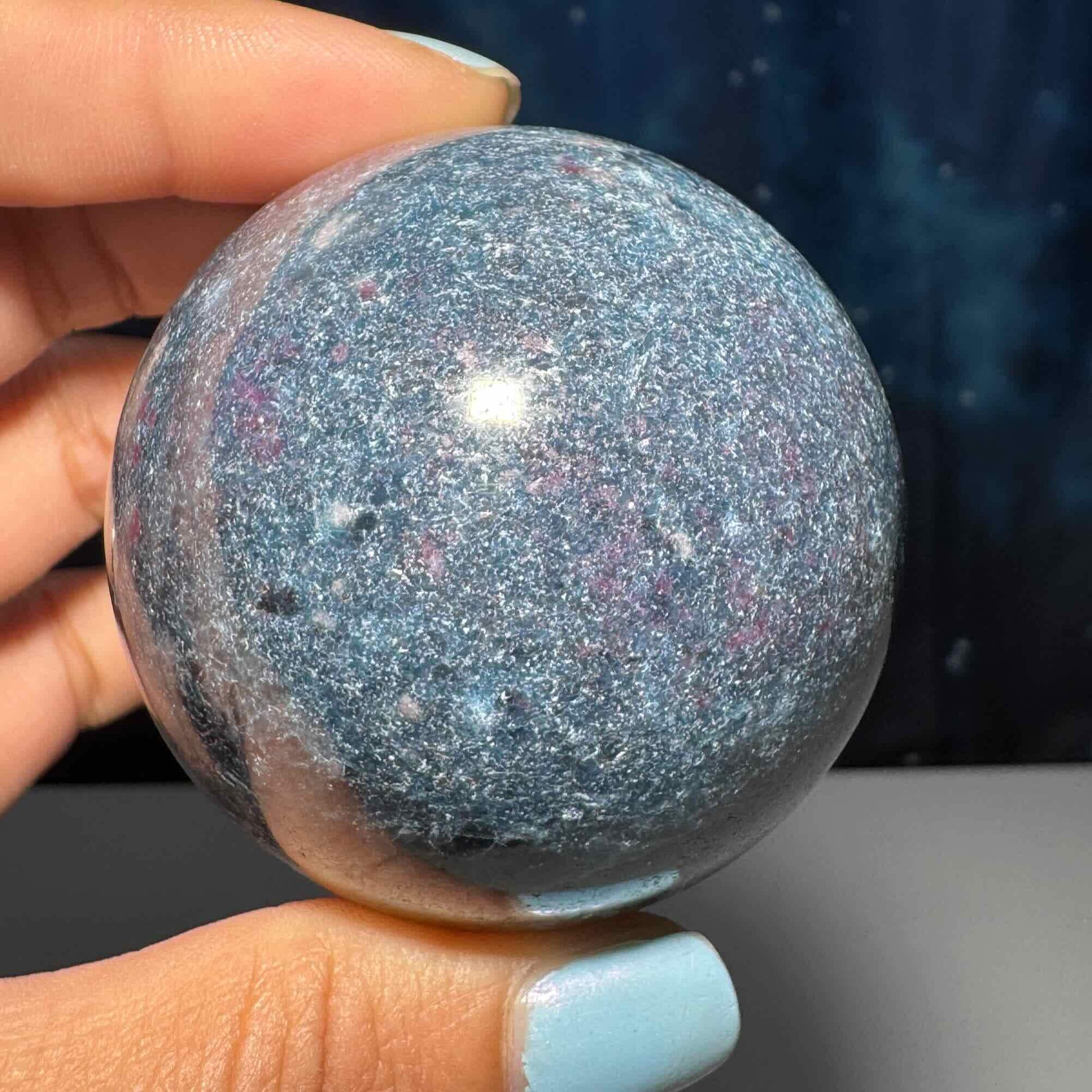Ruby in Kyanite with Fuchsite sphere | 54mm | 314 grams | UV reactive | stand included