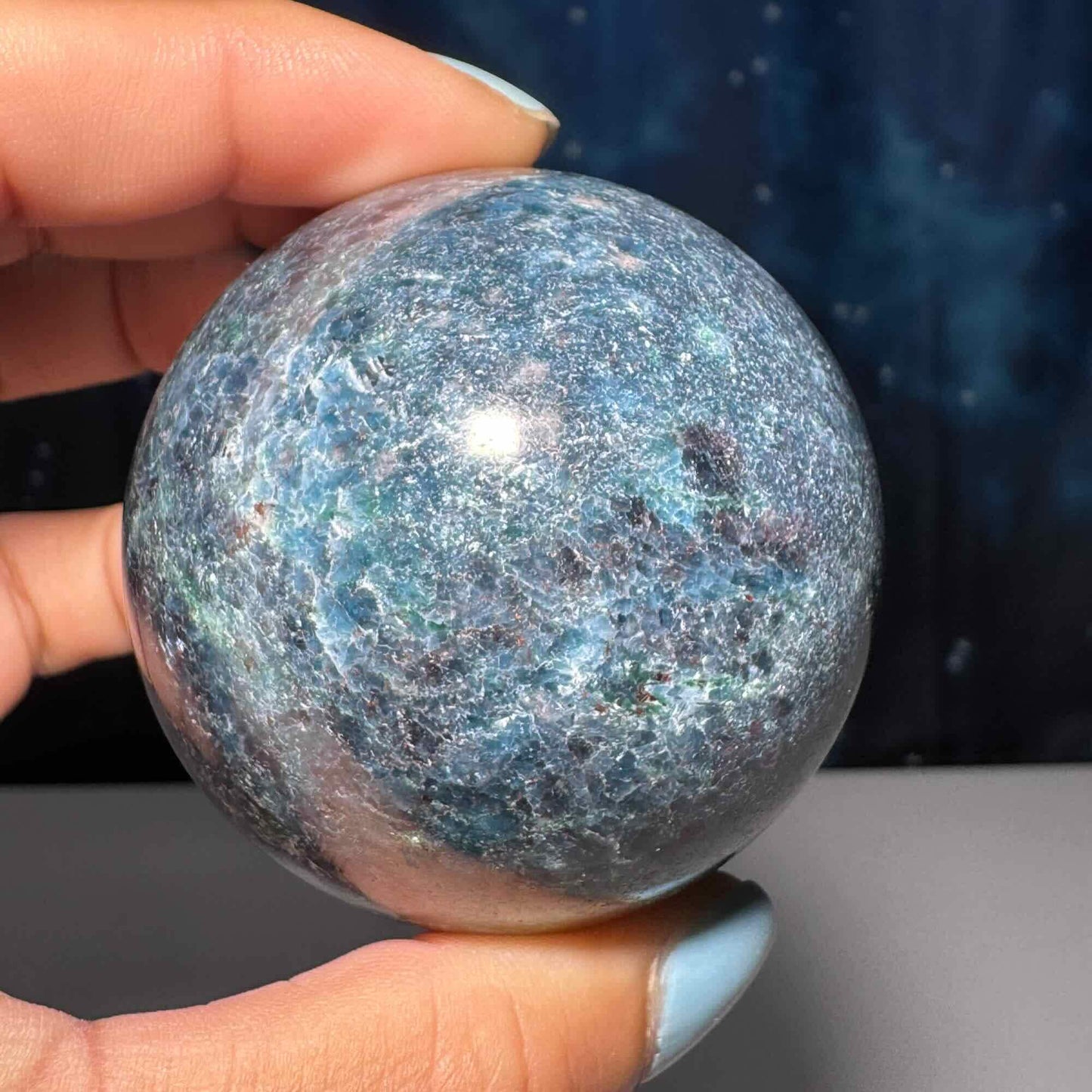 Ruby in Kyanite with Fuchsite sphere | 54mm | 314 grams | UV reactive | stand included