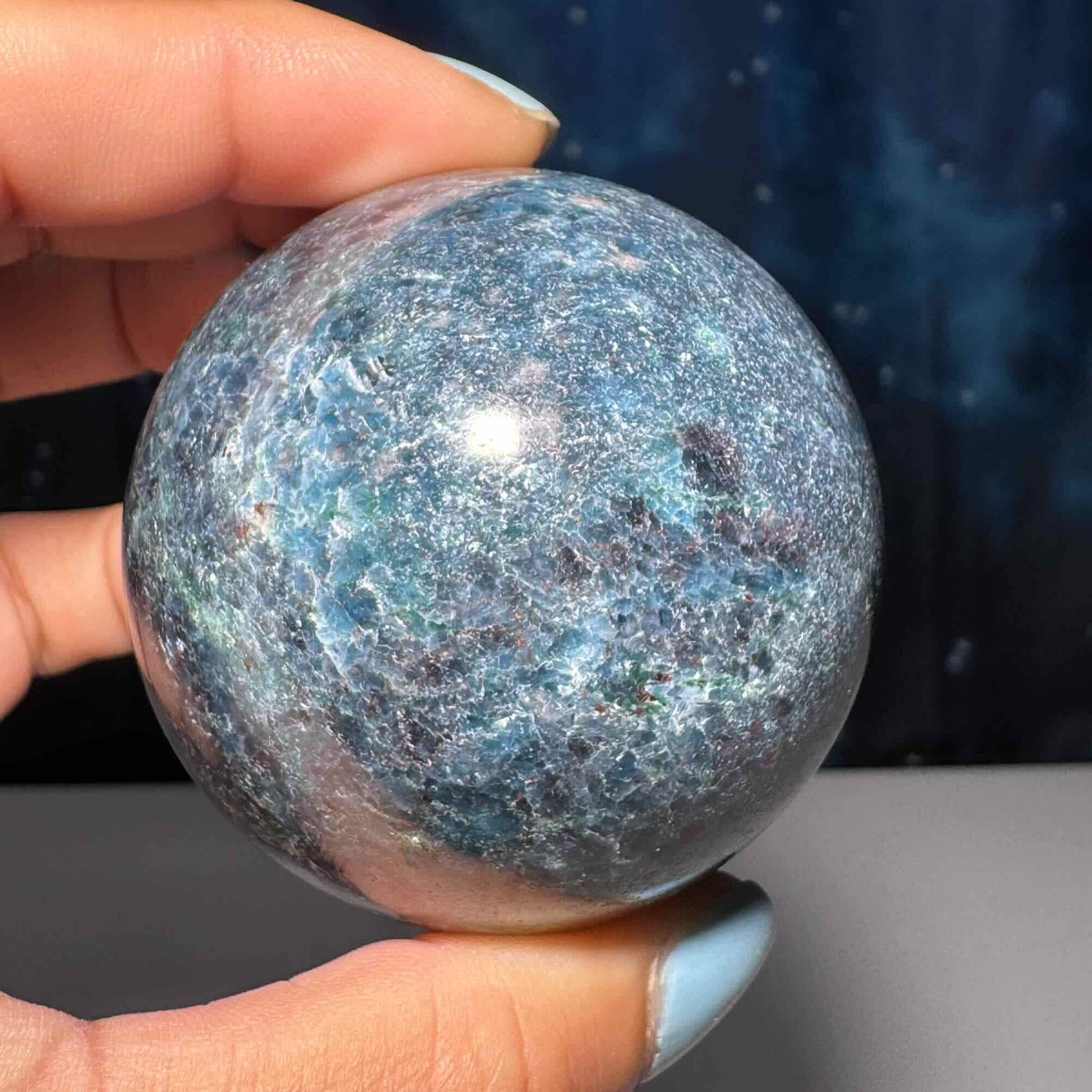 Ruby in Kyanite with Fuchsite sphere | 54mm | 314 grams | UV reactive | stand included