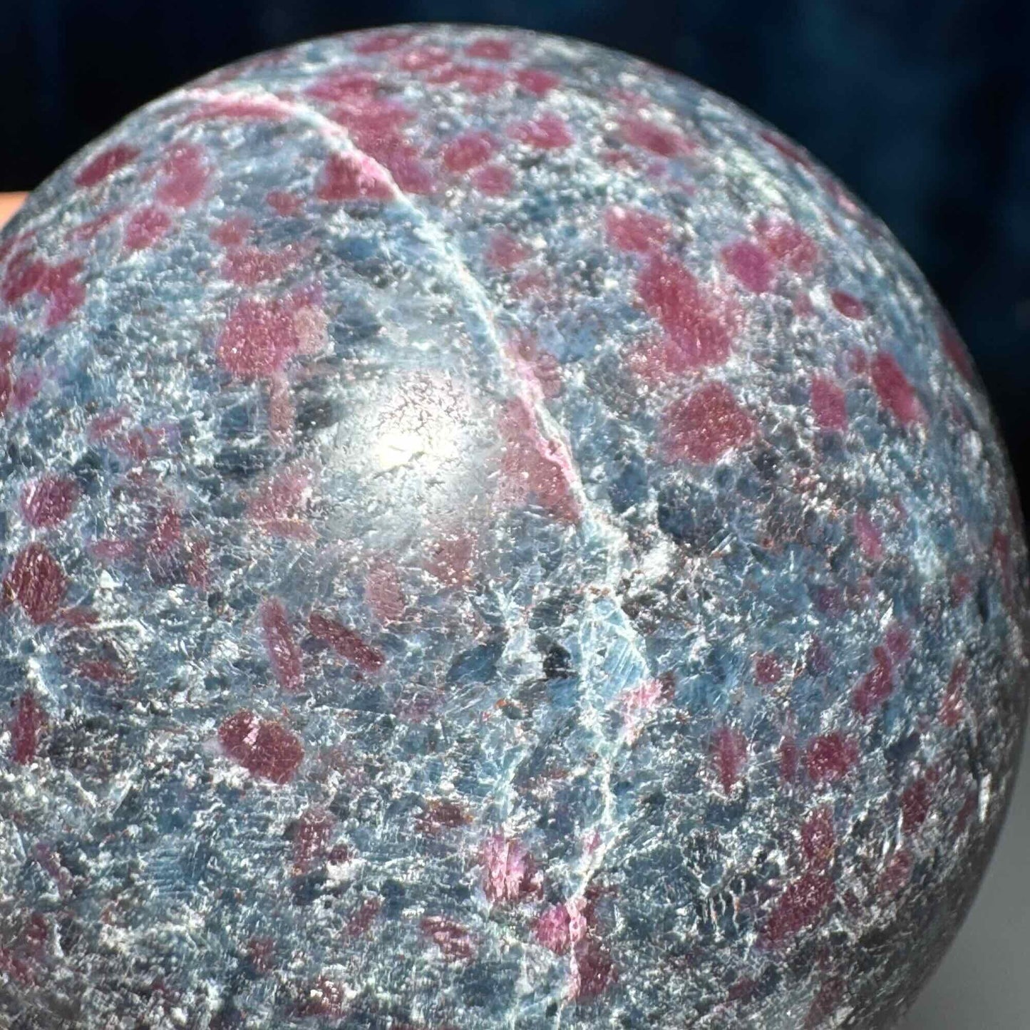 Ruby in Kyanite with Fuchsite sphere | 57mm | 357 grams | UV reactive | stand included