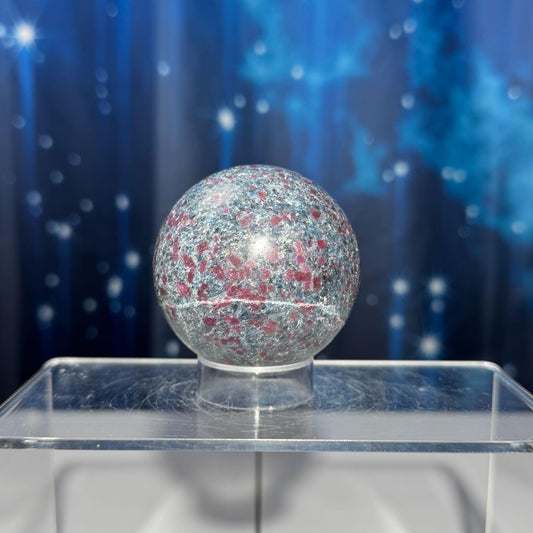 Ruby in Kyanite with Fuchsite sphere | 57mm | 357 grams | UV reactive | stand included