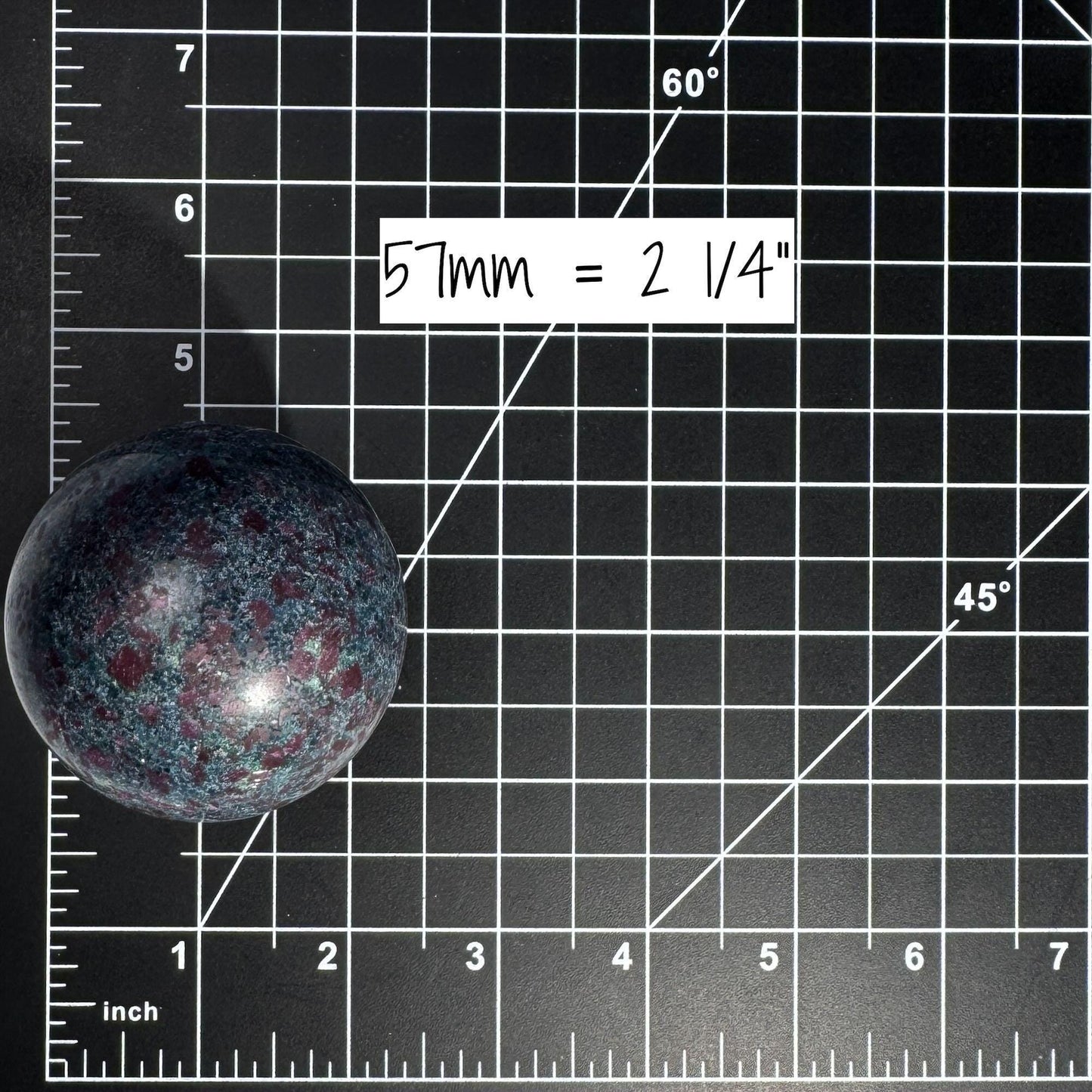 Ruby in Kyanite with Fuchsite sphere | 57mm | 371 grams | UV reactive | stand included