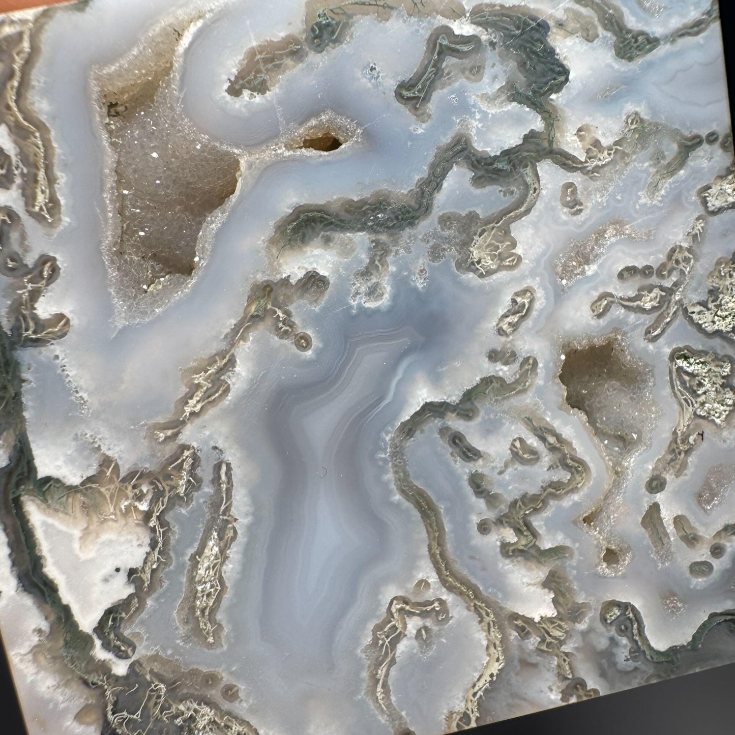 druzy Moss Agate cube | 2 1/4" long | 406 grams | green Moss Agate | floating cube