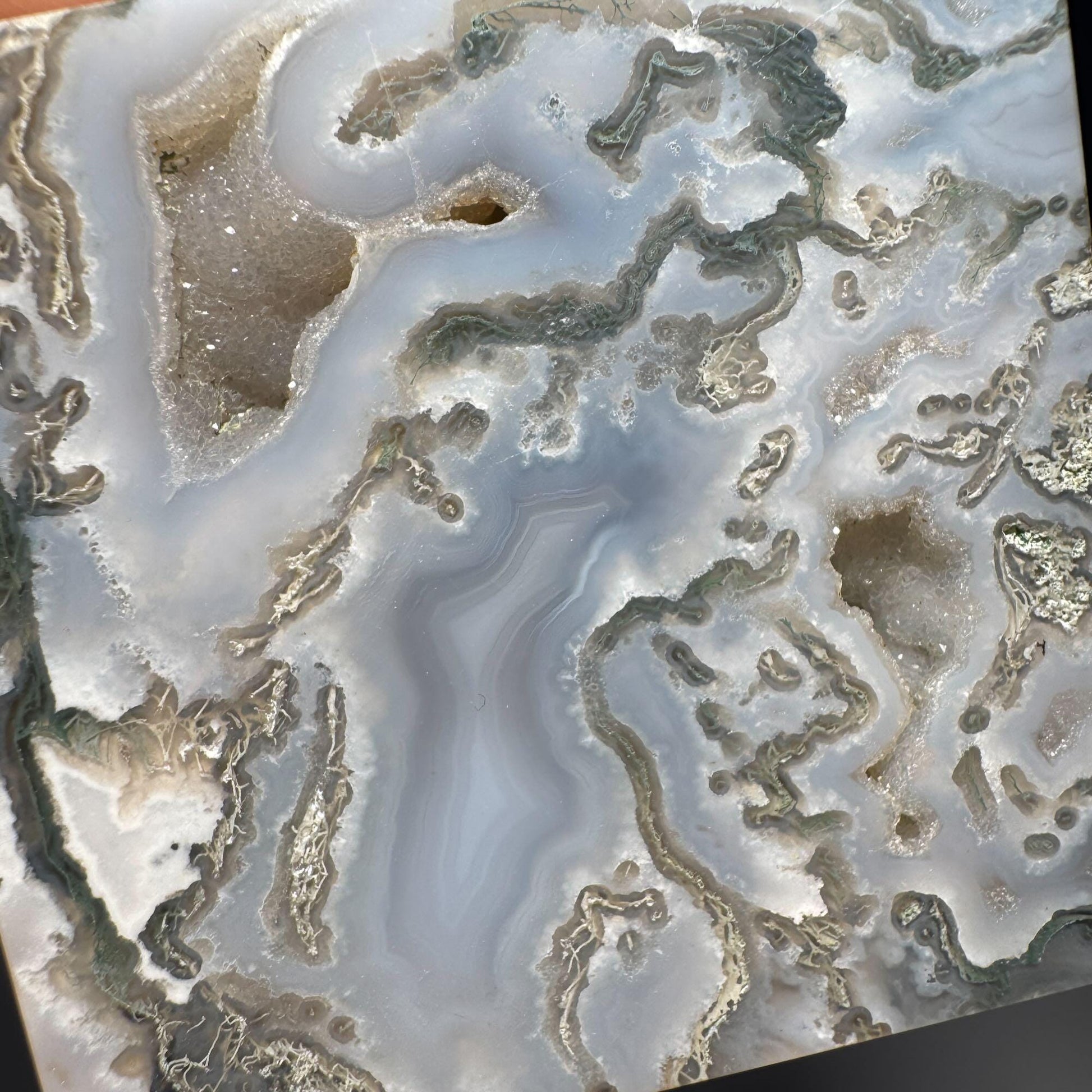 druzy Moss Agate cube | 2 1/4" long | 406 grams | green Moss Agate | floating cube