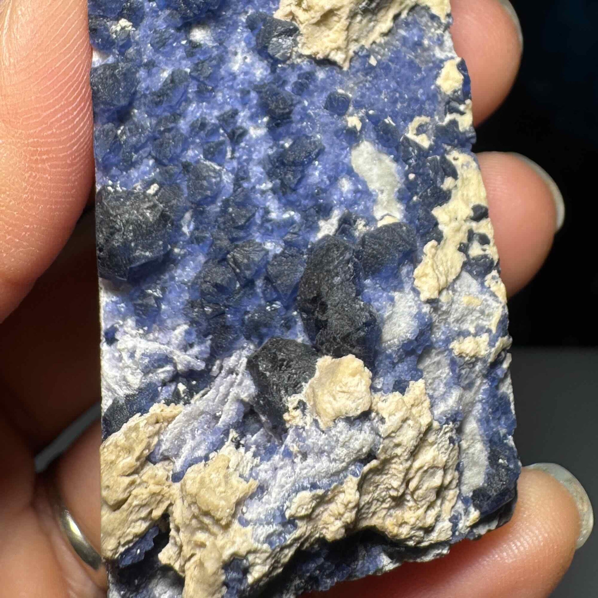 Indigo blue Fluorite raw point | 3 3/4" tall | 104 grams | raw Fluorite