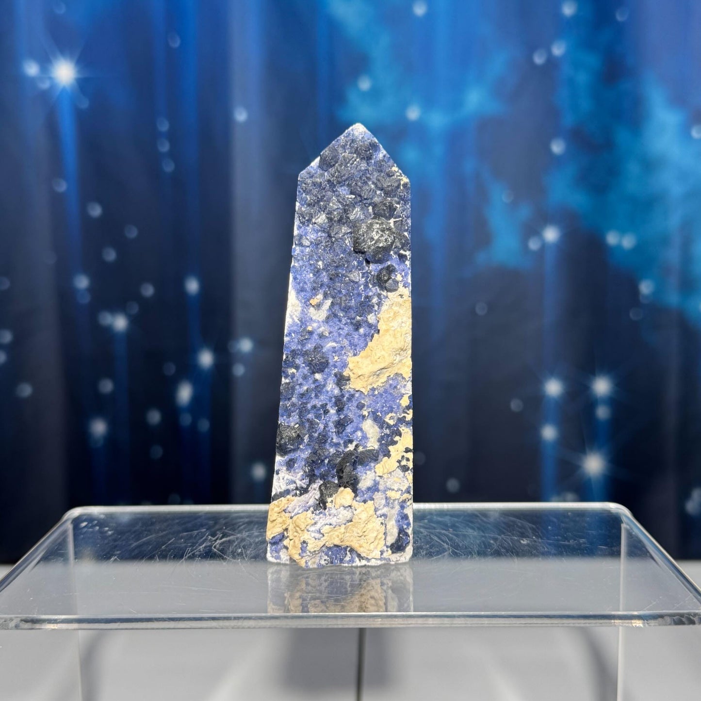 Indigo blue Fluorite raw point | 3 3/4" tall | 104 grams | raw Fluorite