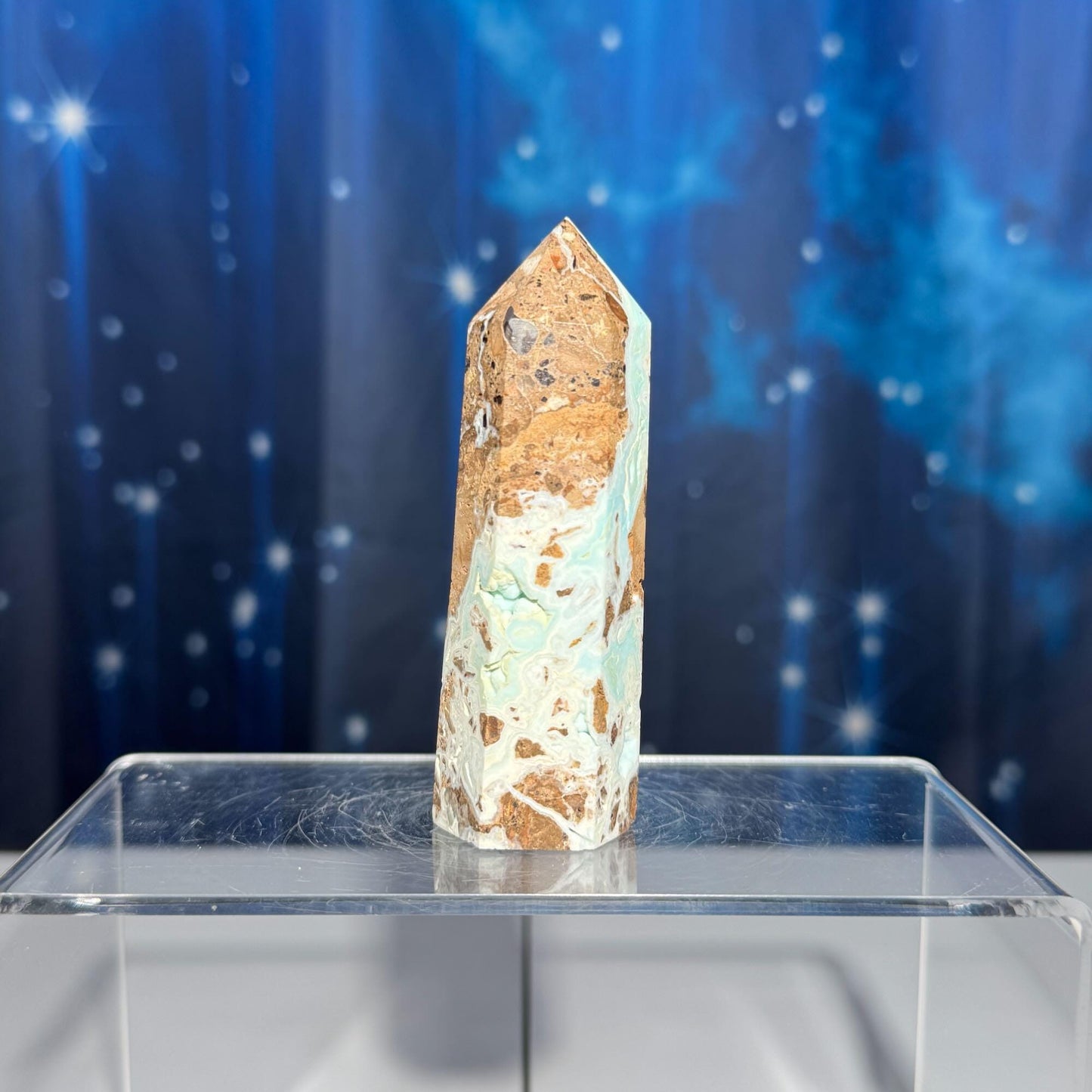 Blue Hemimorphite point | 3 5/8" tall | 130 grams | Damage Discount