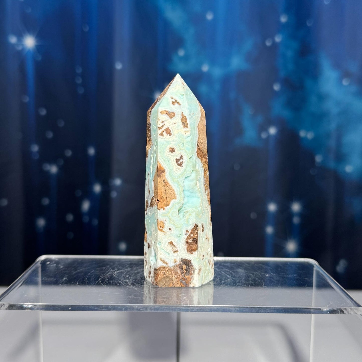 Blue Hemimorphite point | 3 5/8" tall | 130 grams | Damage Discount