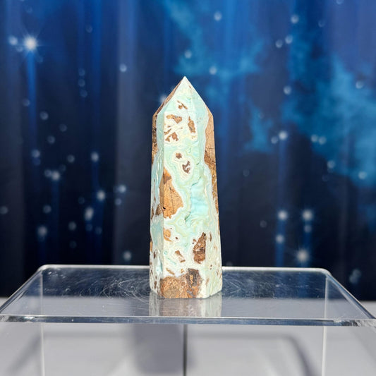 Blue Hemimorphite point | 3 5/8" tall | 130 grams | Damage Discount