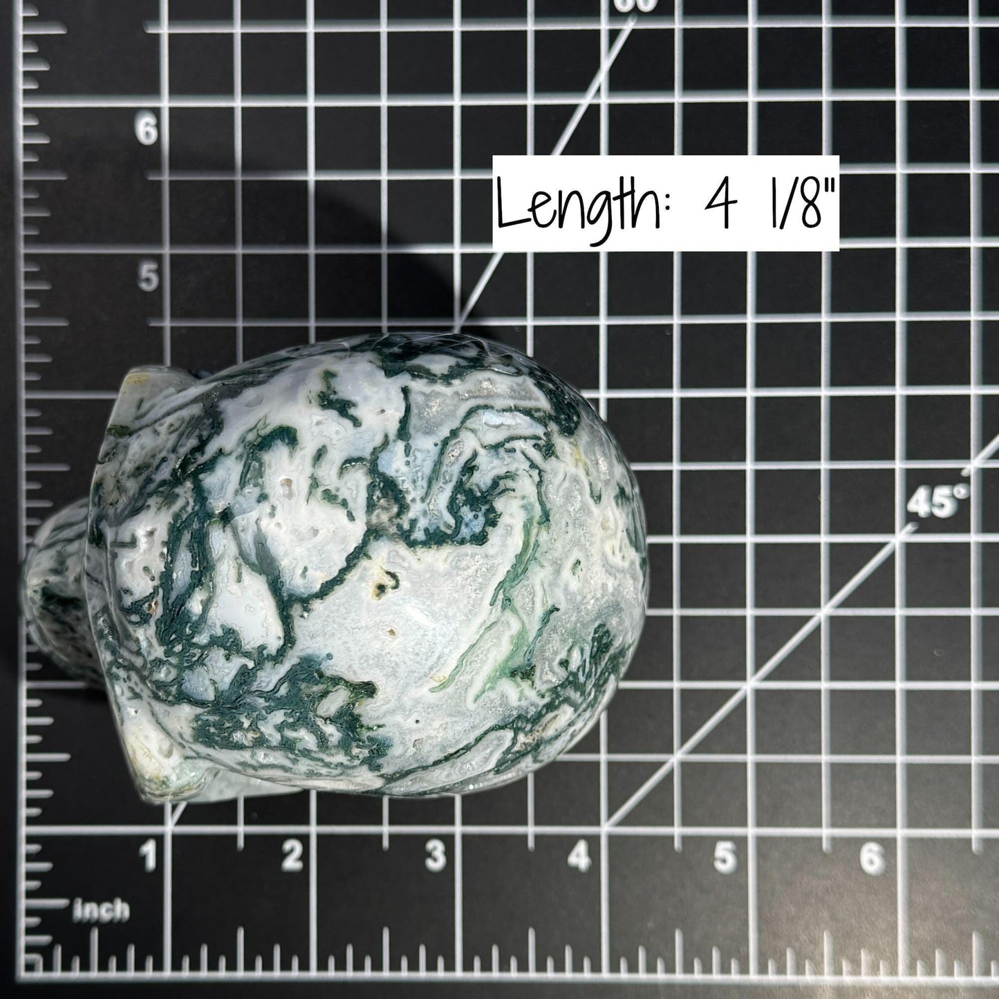 druzy Moss Agate skull | 4 1/8" long | 785 grams | large skull |
