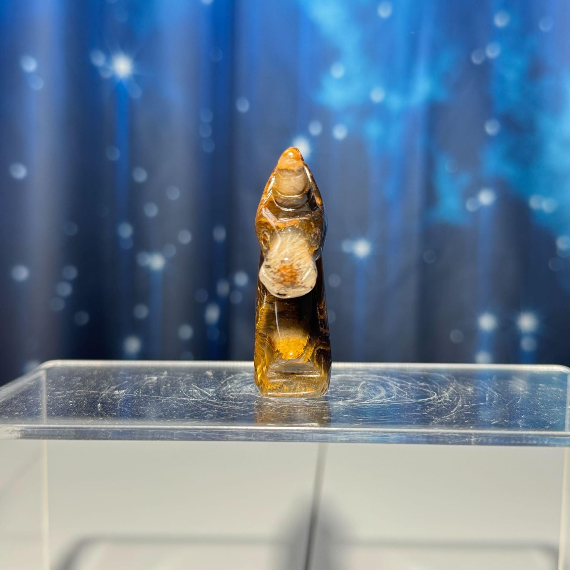Yellow Tiger's Eye unicorn carving | 2 1/8" tall | 52 grams | flashy Tiger's Eye