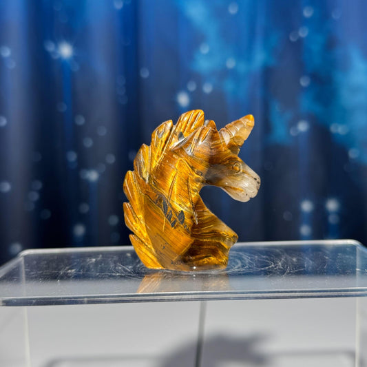 Yellow Tiger's Eye unicorn carving | 2 1/8" tall | 52 grams | flashy Tiger's Eye