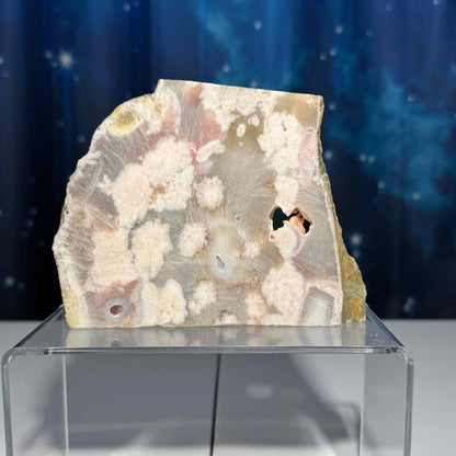 Unpolished Flower Agate slab | 5” long | 260 grams | DOES self-stand | matte look