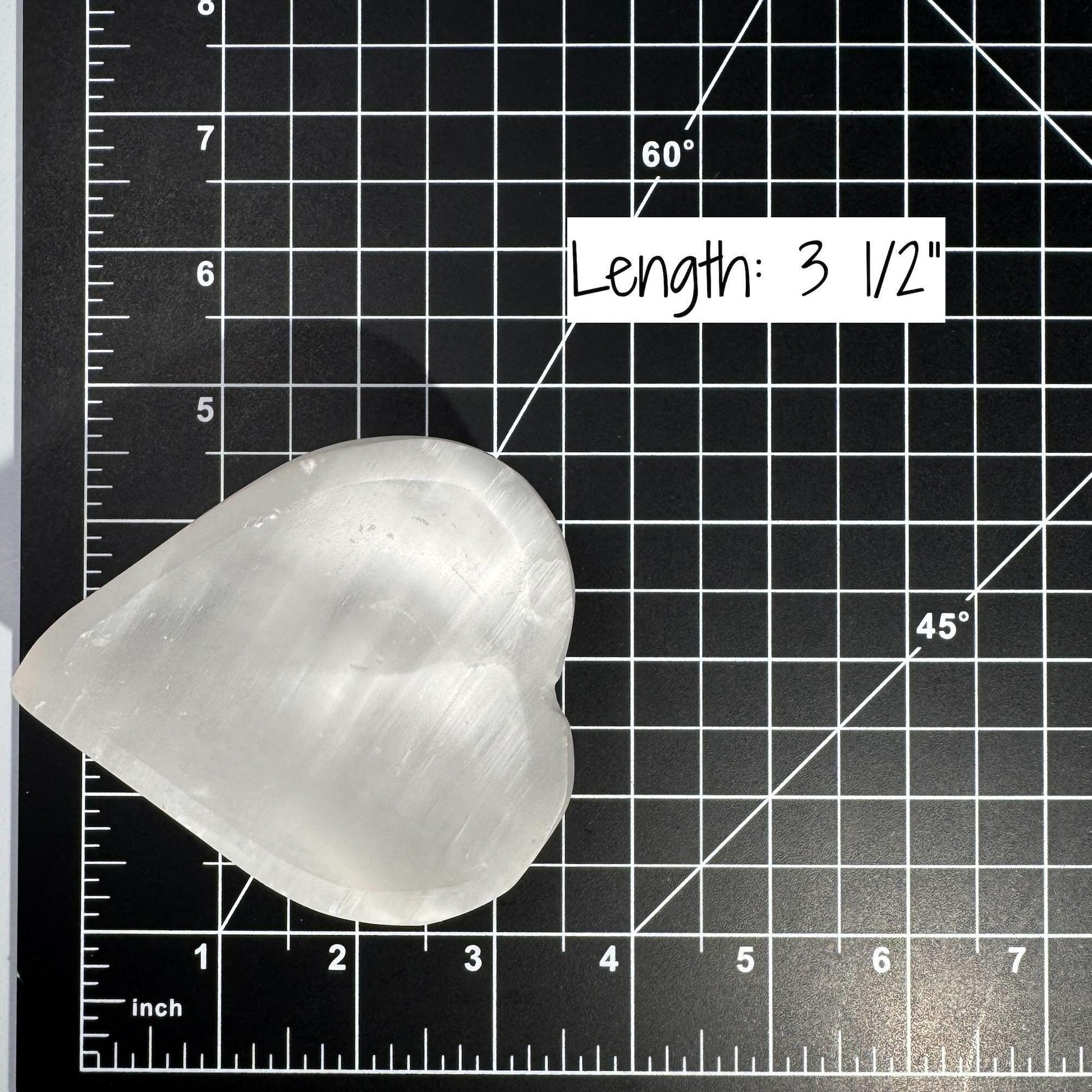 Satin Spar trinket dish | 3 1/2" long | 281 grams | heart dish | shallow trinket dish | Selenite Satin Spar