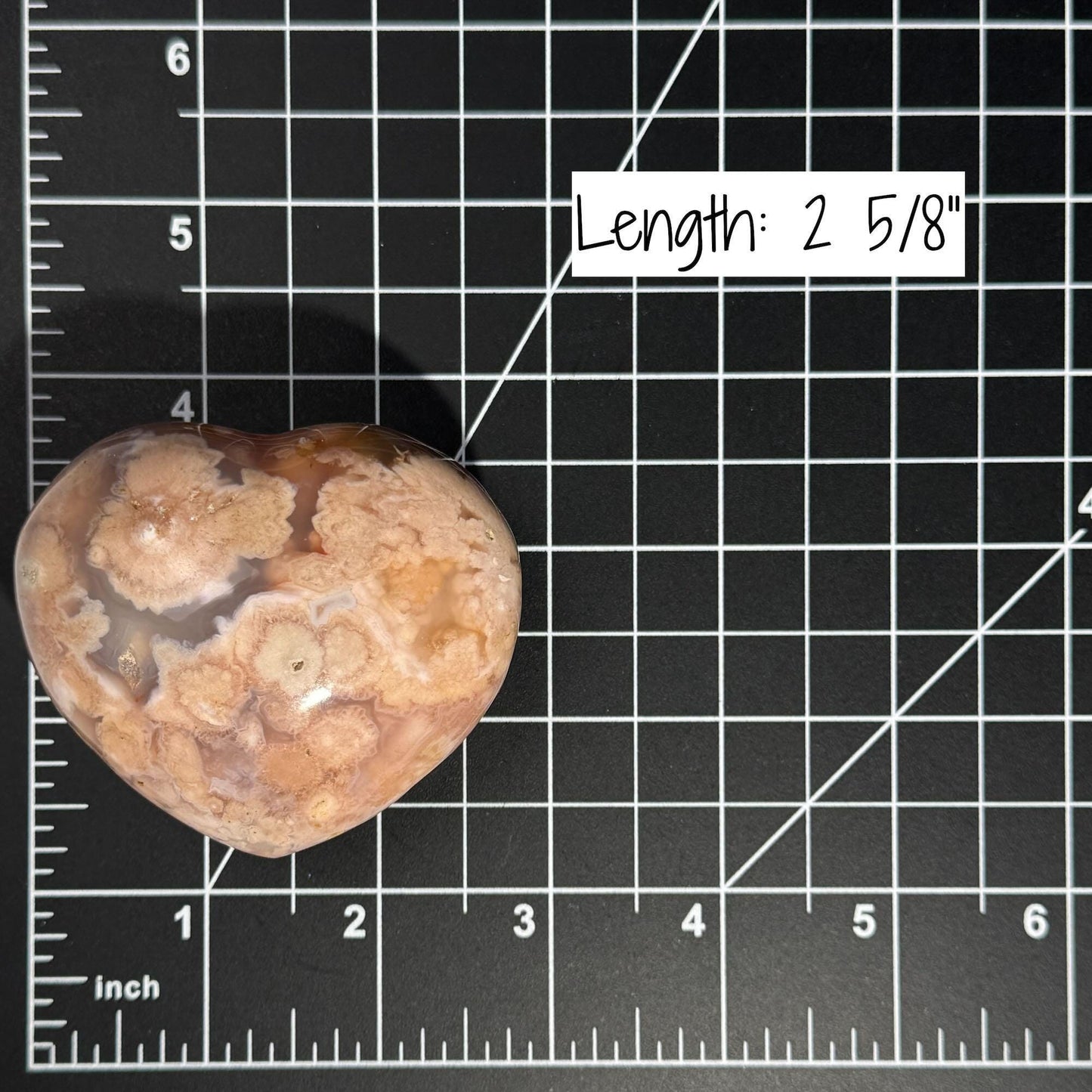 Puffy Flower Agate heart | 2 3/8” long | 215 grams | stand included