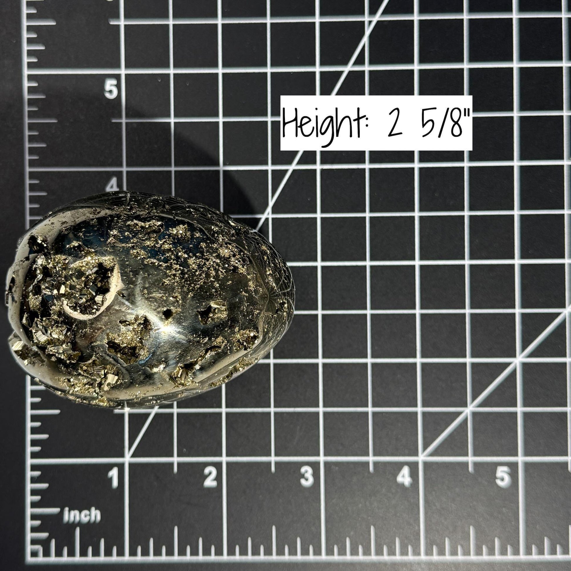 Peruvian Pyrite egg | 2 5/8” tall | 346 grams | cubic Pyrite | stand included
