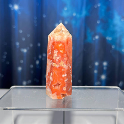 Flower Agate x Carnelian point | 3 1/4” tall | 102 grams | Damage Discount