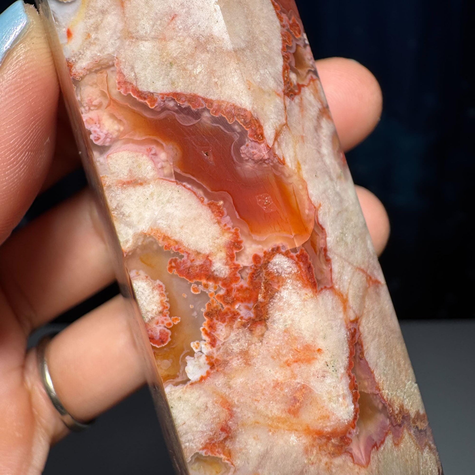 Druzy Flower Agate x Carnelian point | 4 5/8” tall | 170 grams | Damage Discount
