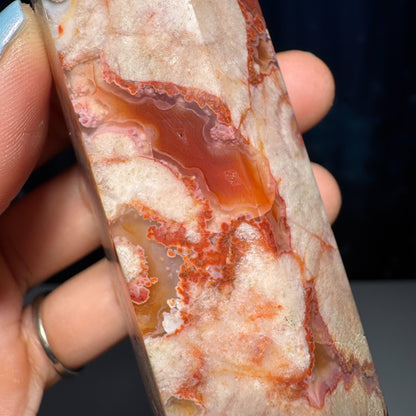Druzy Flower Agate x Carnelian point | 4 5/8” tall | 170 grams | Damage Discount