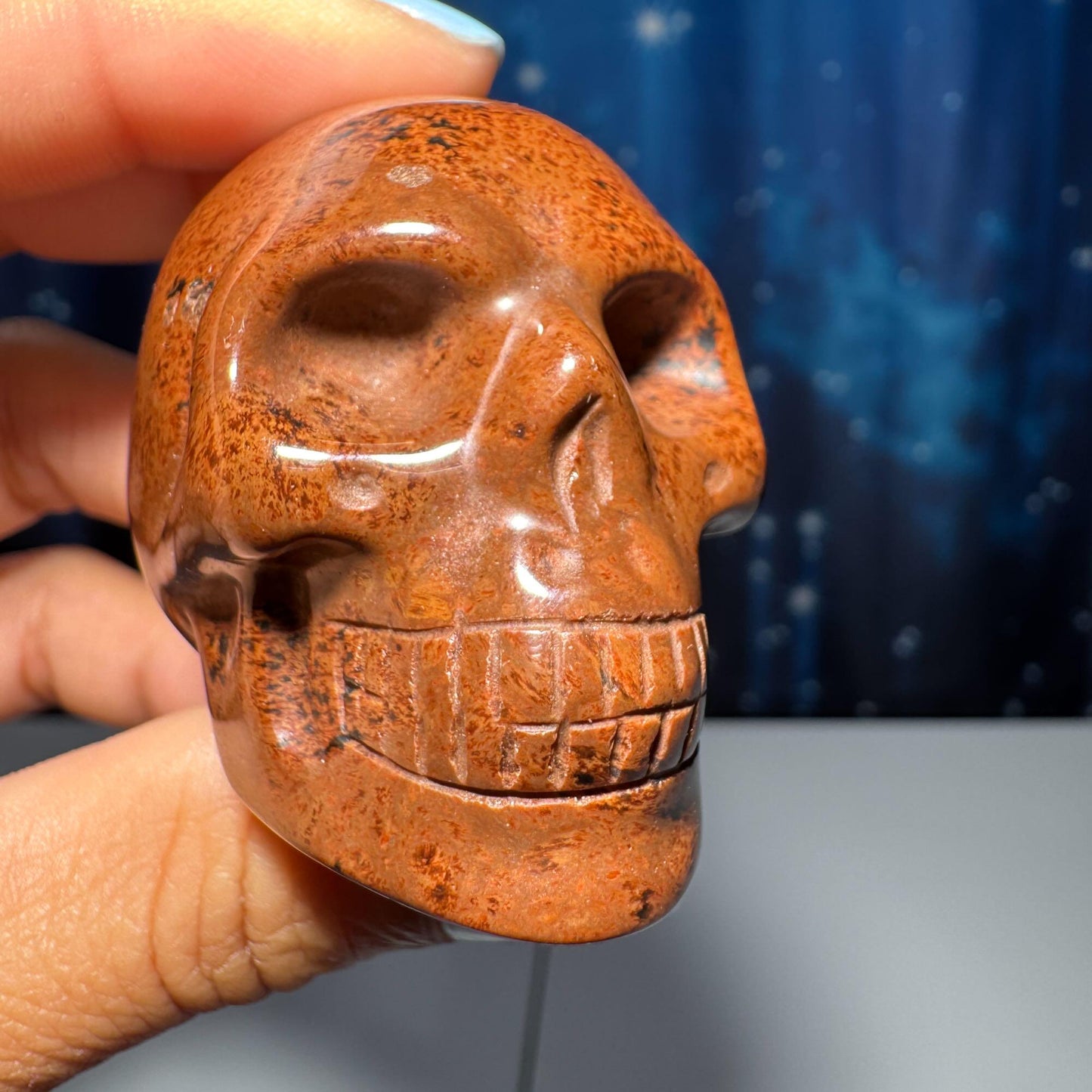 Mahogany Obsidian skull | 2" long | 94 grams | mini skull | Red Obsidian