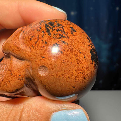 Mahogany Obsidian skull | 2" long | 94 grams | mini skull | Red Obsidian
