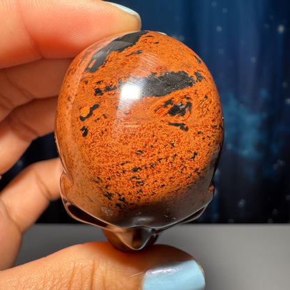 Mahogany Obsidian skull | 2" long | 94 grams | mini skull | Red Obsidian