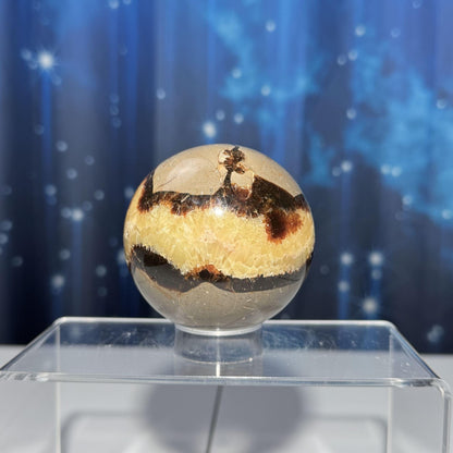 Septarian sphere | 68mm | 456 grams | Dragon Stone | UV reactive | stand included