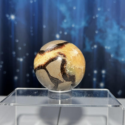 Septarian sphere | 68mm | 456 grams | Dragon Stone | UV reactive | stand included