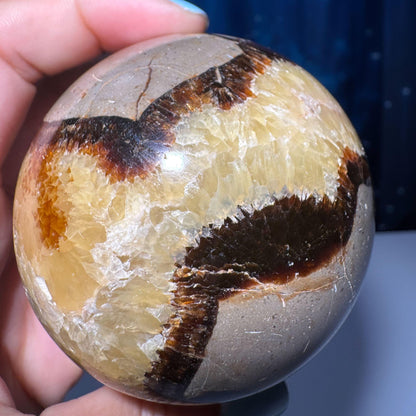 Septarian sphere | 68mm | 456 grams | Dragon Stone | UV reactive | stand included