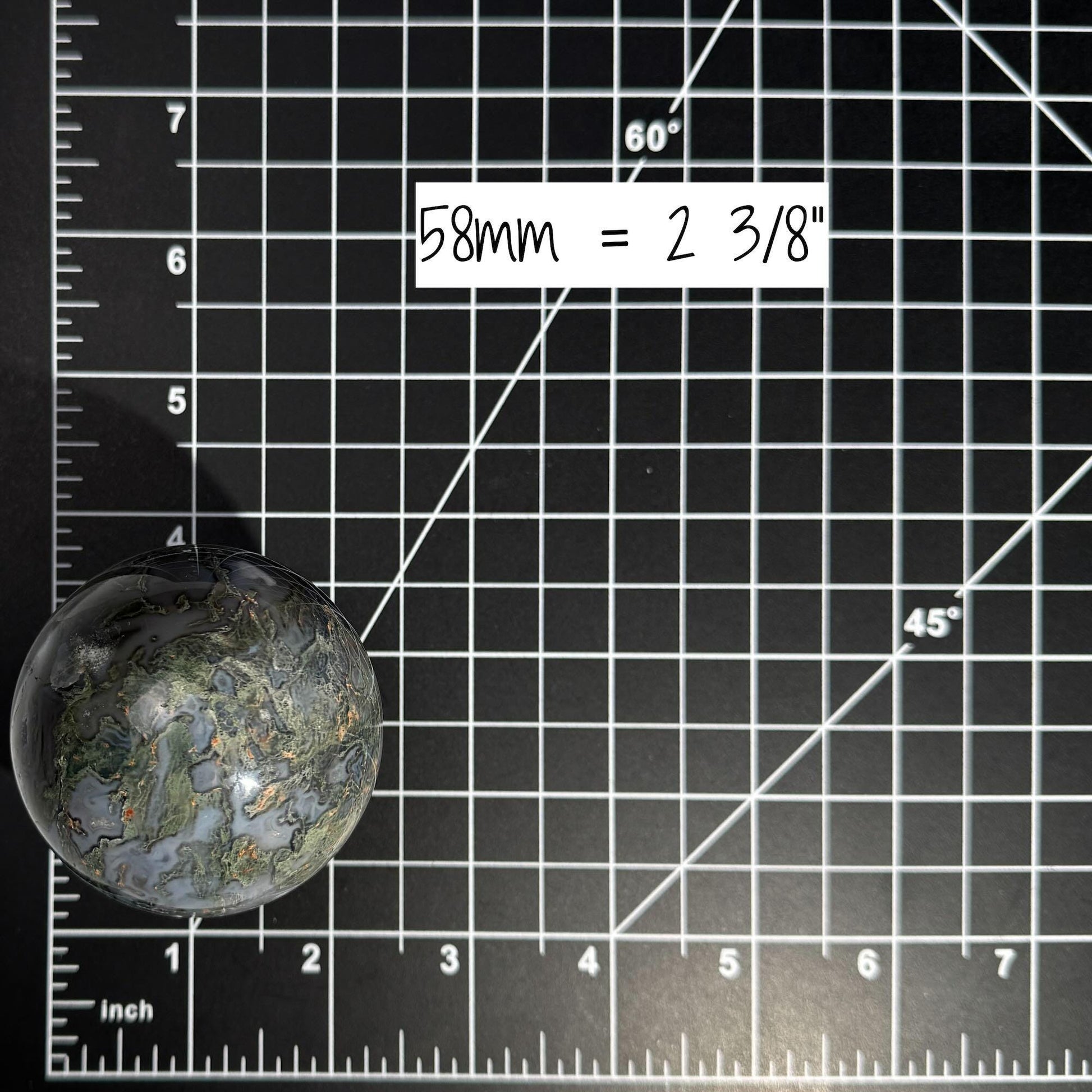 druzy Moss Agate sphere | 58mm | 278 grams | Quartz druzy | stand included