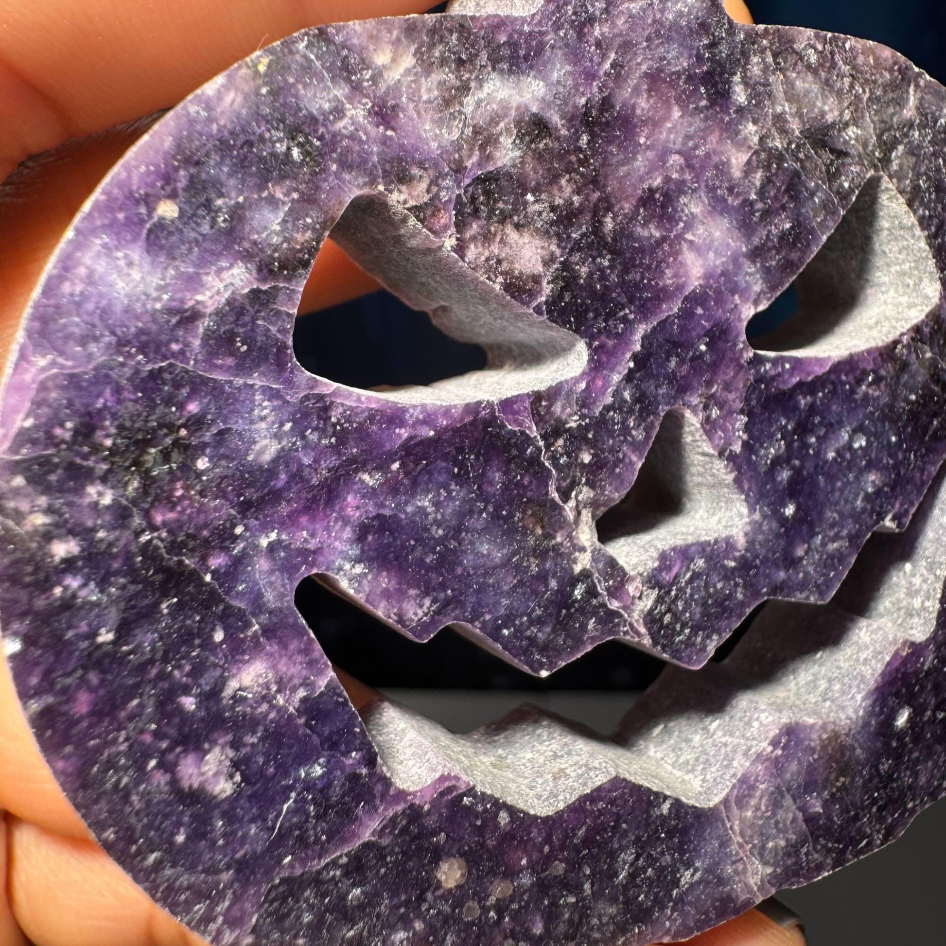 Dark Lepidolite Pumpkin | 2 3/4” tall | 88 grams | Damage Discount | Lithia Mica | self-stands