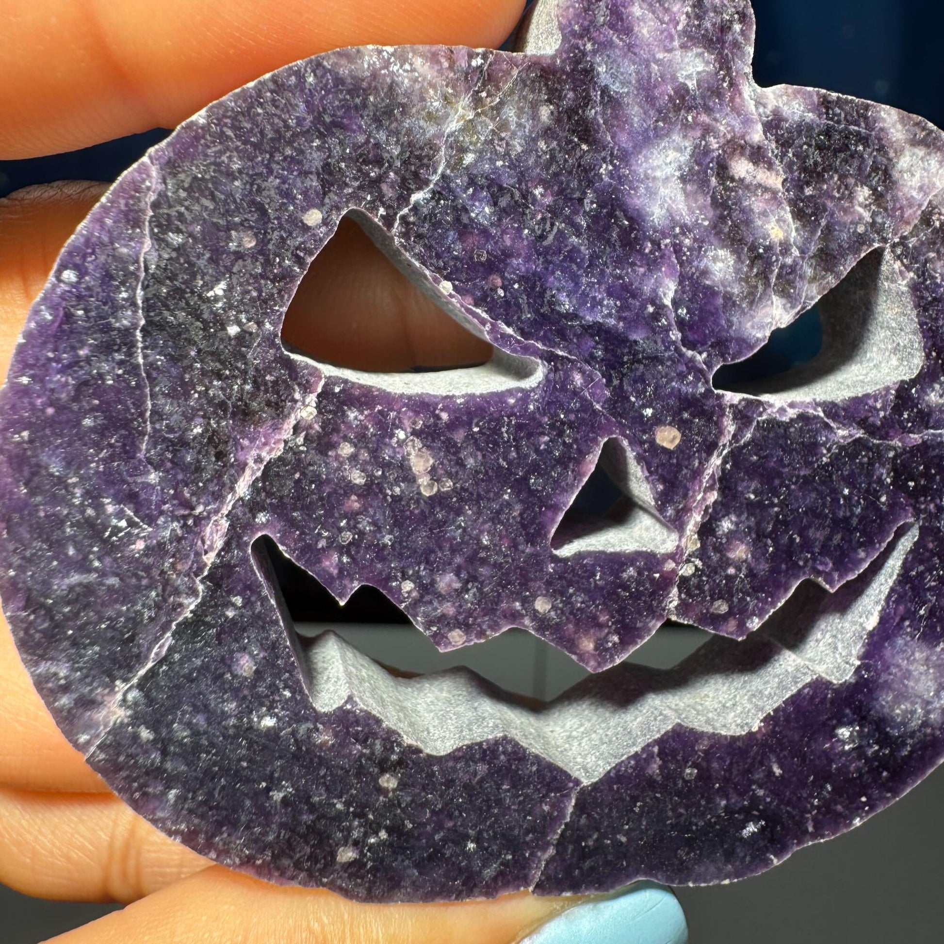 Dark Lepidolite Pumpkin | 2 3/4” tall | 88 grams | Damage Discount | Lithia Mica | self-stands