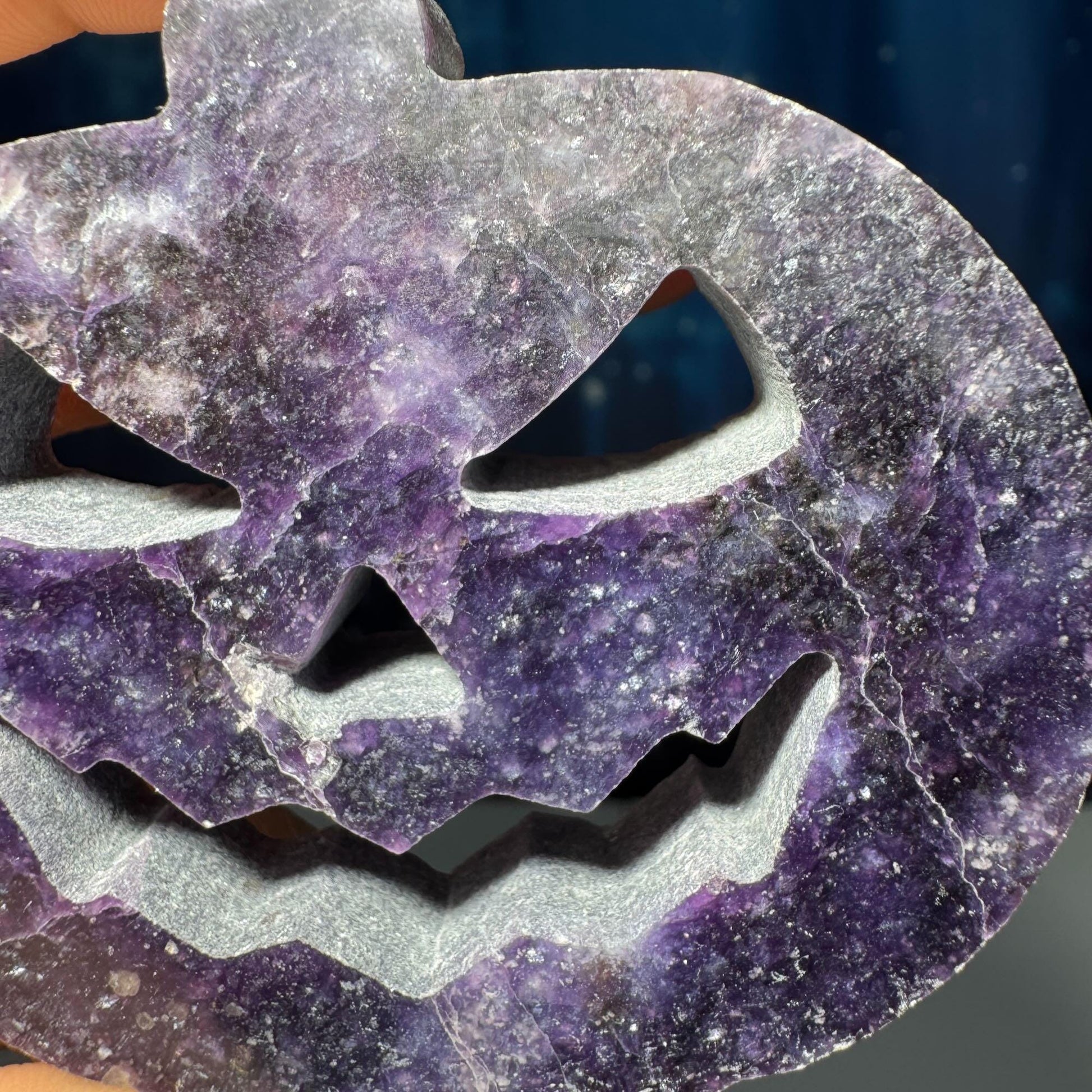 Dark Lepidolite Pumpkin | 2 3/4” tall | 88 grams | Damage Discount | Lithia Mica | self-stands