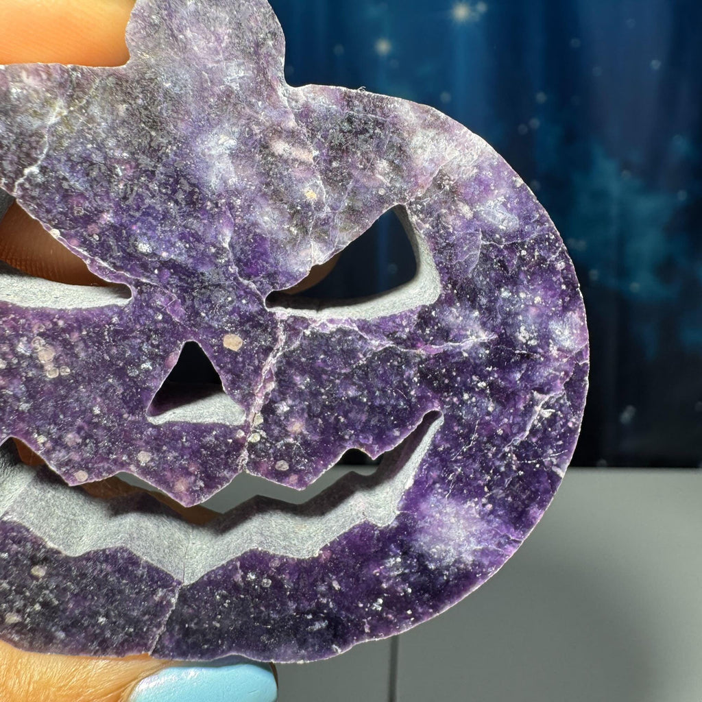 Dark Lepidolite Pumpkin | 2 3/4” tall | 88 grams | Damage Discount | Lithia Mica | self-stands