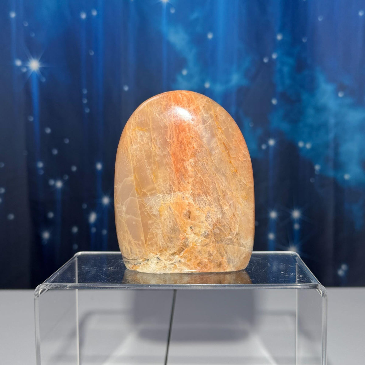 flashy Peach Moonstone free form | 4" tall | 462 grams | dual flash | Damage Discount