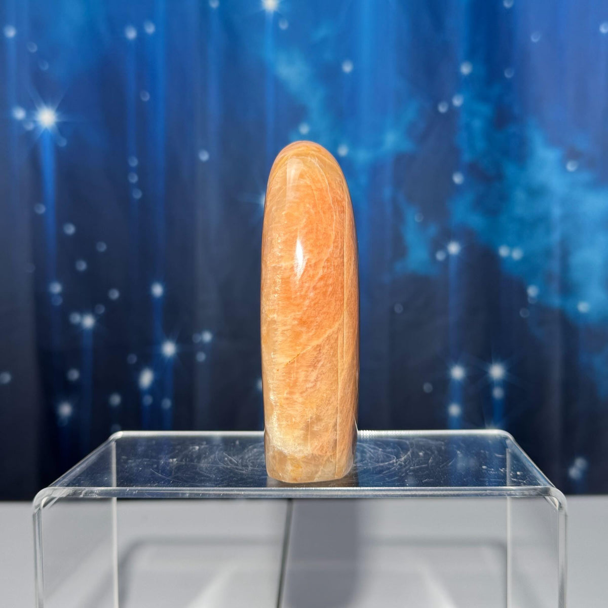 flashy Peach Moonstone free form | 4" tall | 462 grams | dual flash | Damage Discount
