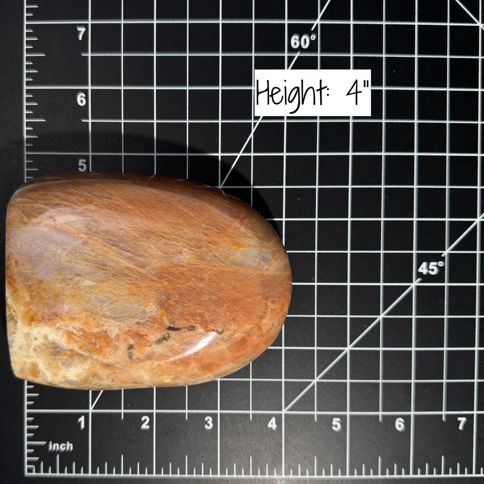 flashy Peach Moonstone free form | 4" tall | 462 grams | dual flash | Damage Discount
