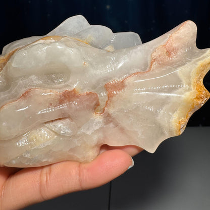 Banded Calcite dragon head carving | 5 1/8" long | 802 grams | banded marble