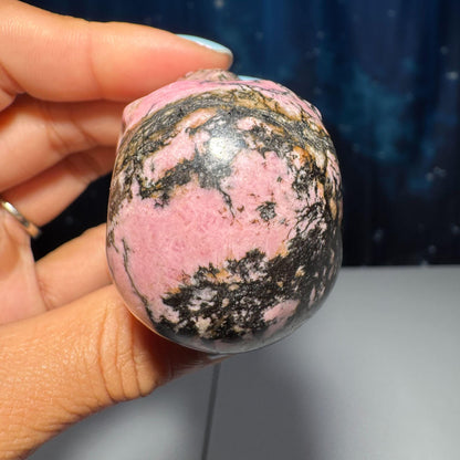 Rhodonite skull stacked | 3” tall | 240 grams | hand carved | Rhodonite double skull | twin skull