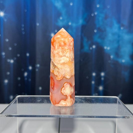 Flower Agate with Carnelian point | 3 3/4" tall | 128 grams | Damage Discount