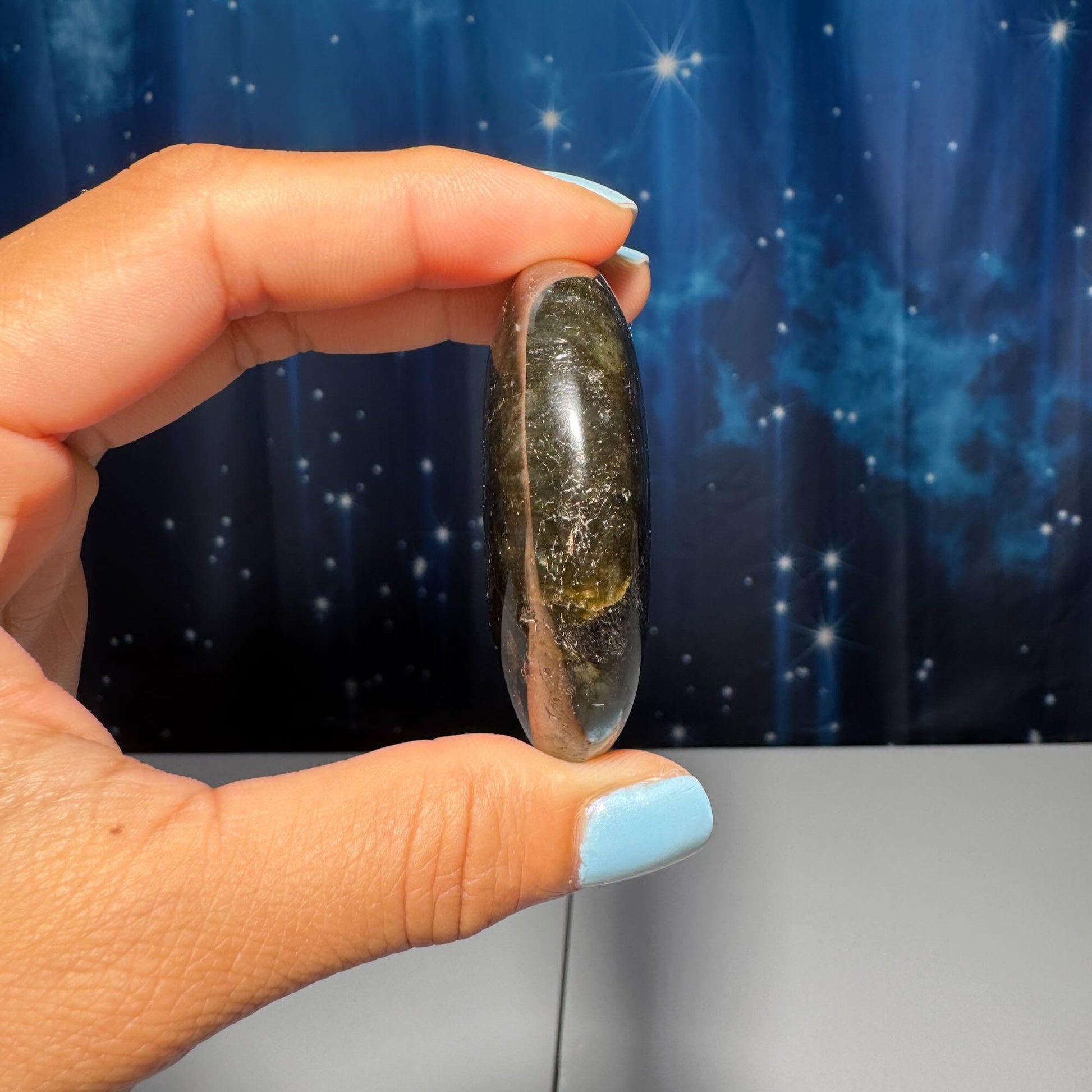 Flashy Labradorite palm stone | 2 1/8” long | 70 grams | silver flash | orange flash | blue flash | yellow flash | pink flash | purple flash