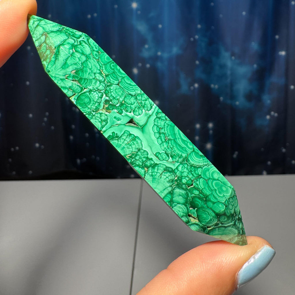 Malachite DT | 3 5/8" long | 52 grams | genuine Malachite | natural Malachite | double termination