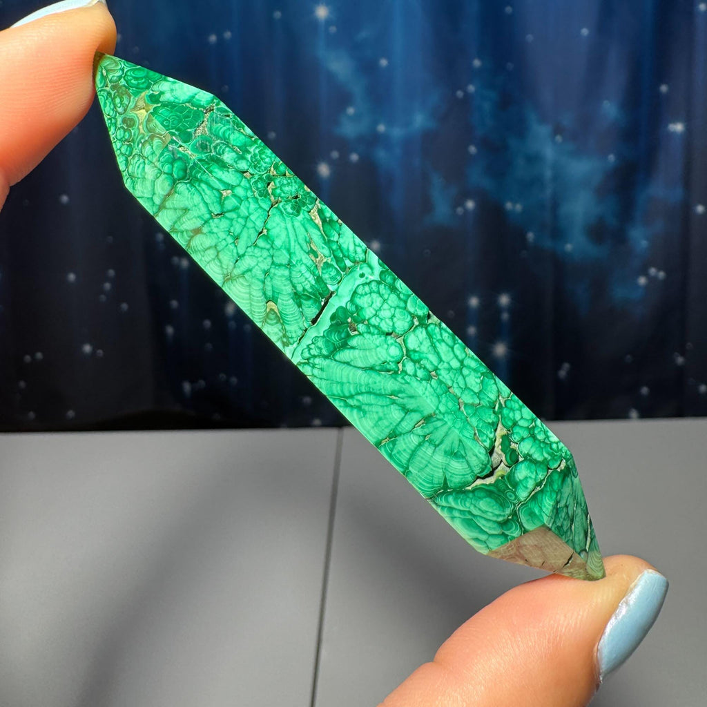 Malachite DT | 3 5/8" long | 52 grams | genuine Malachite | natural Malachite | double termination