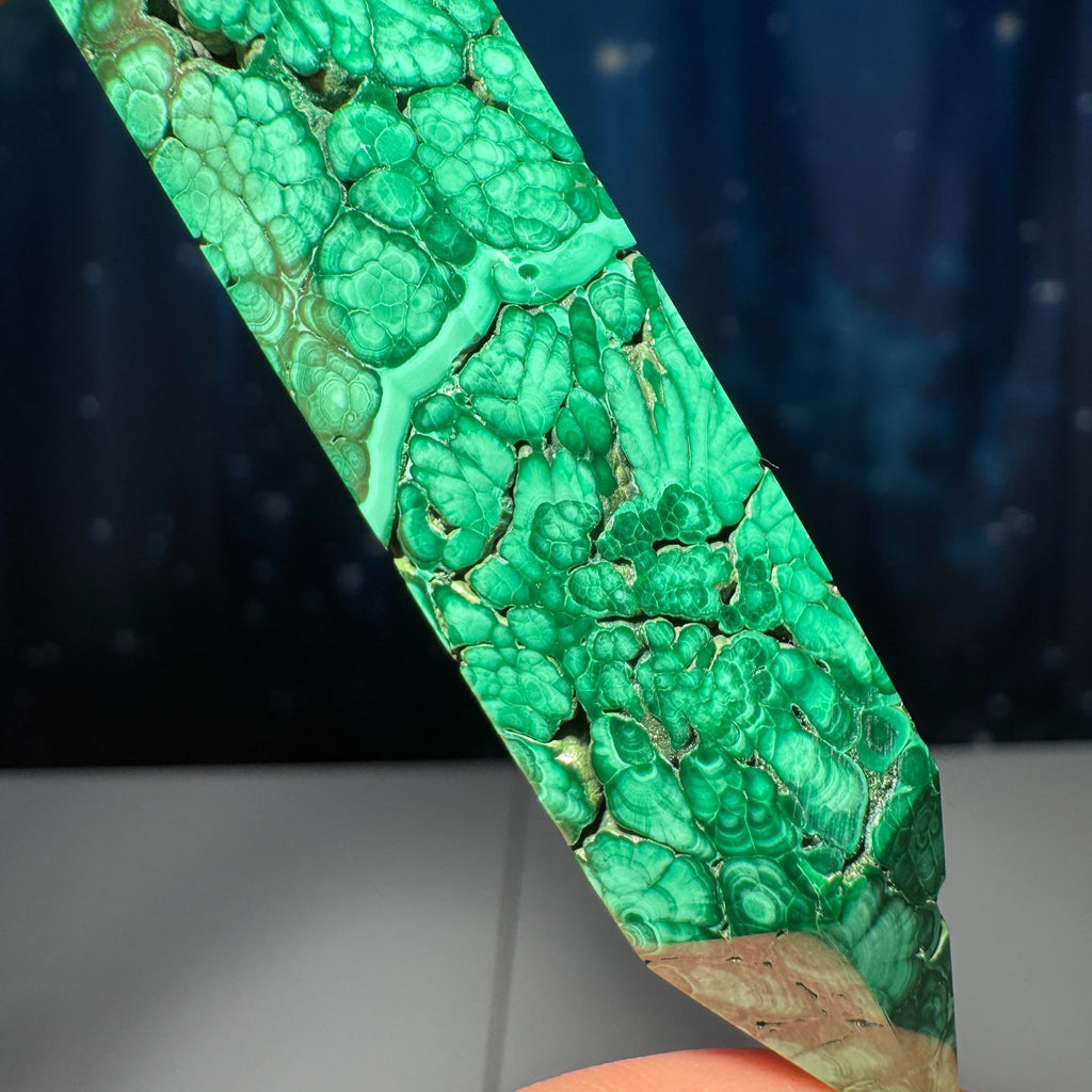 Malachite DT | 3 5/8" long | 52 grams | genuine Malachite | natural Malachite | double termination