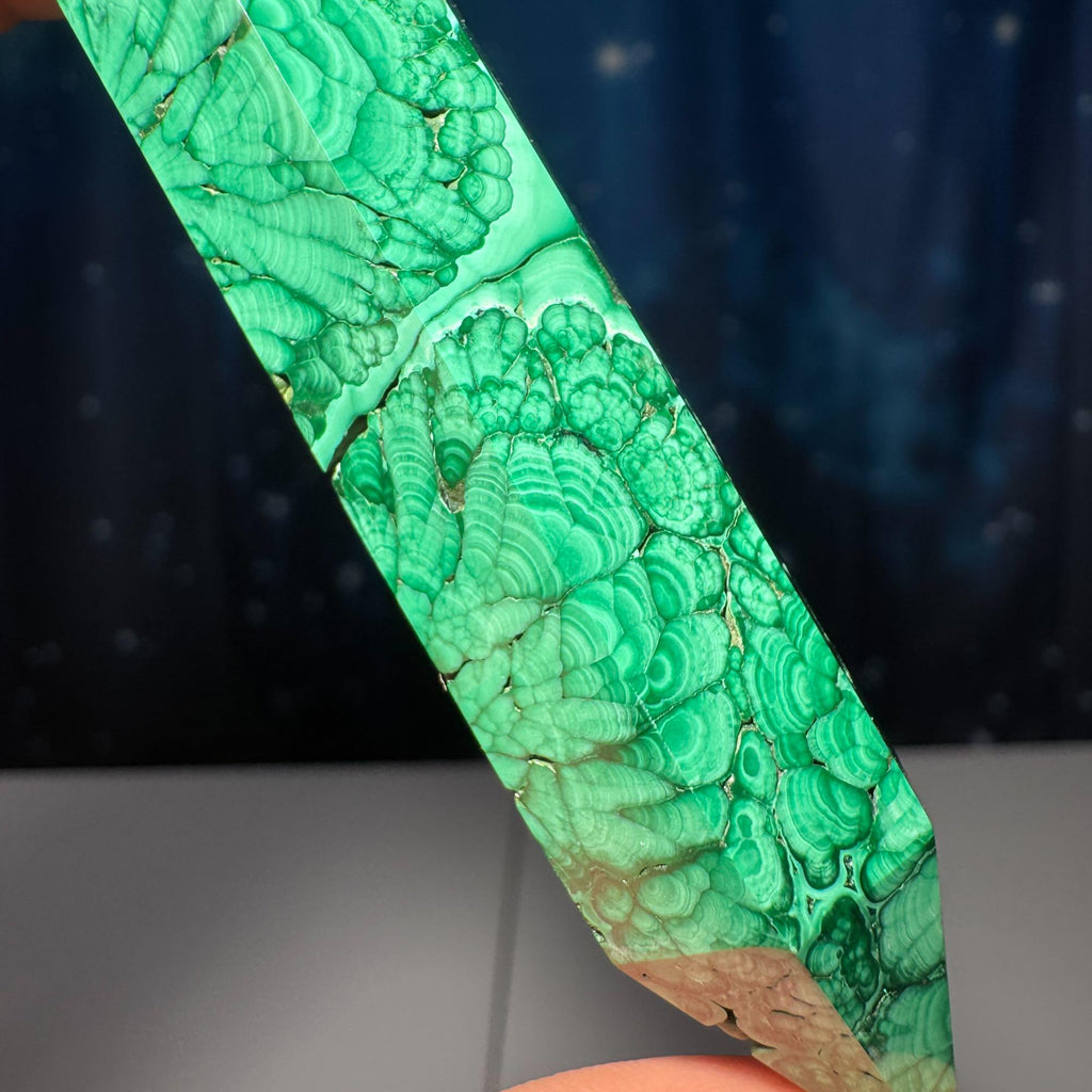 Malachite DT | 3 5/8" long | 52 grams | genuine Malachite | natural Malachite | double termination
