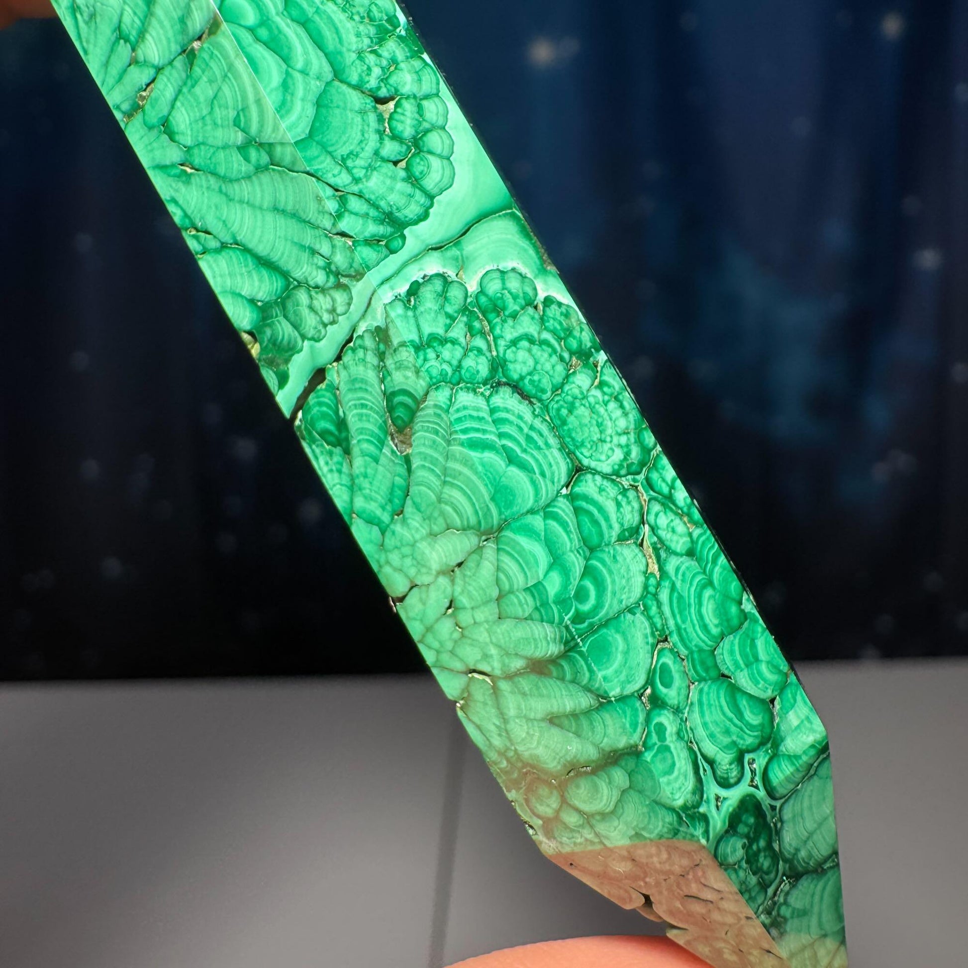 Malachite DT | 3 5/8" long | 52 grams | genuine Malachite | natural Malachite | double termination