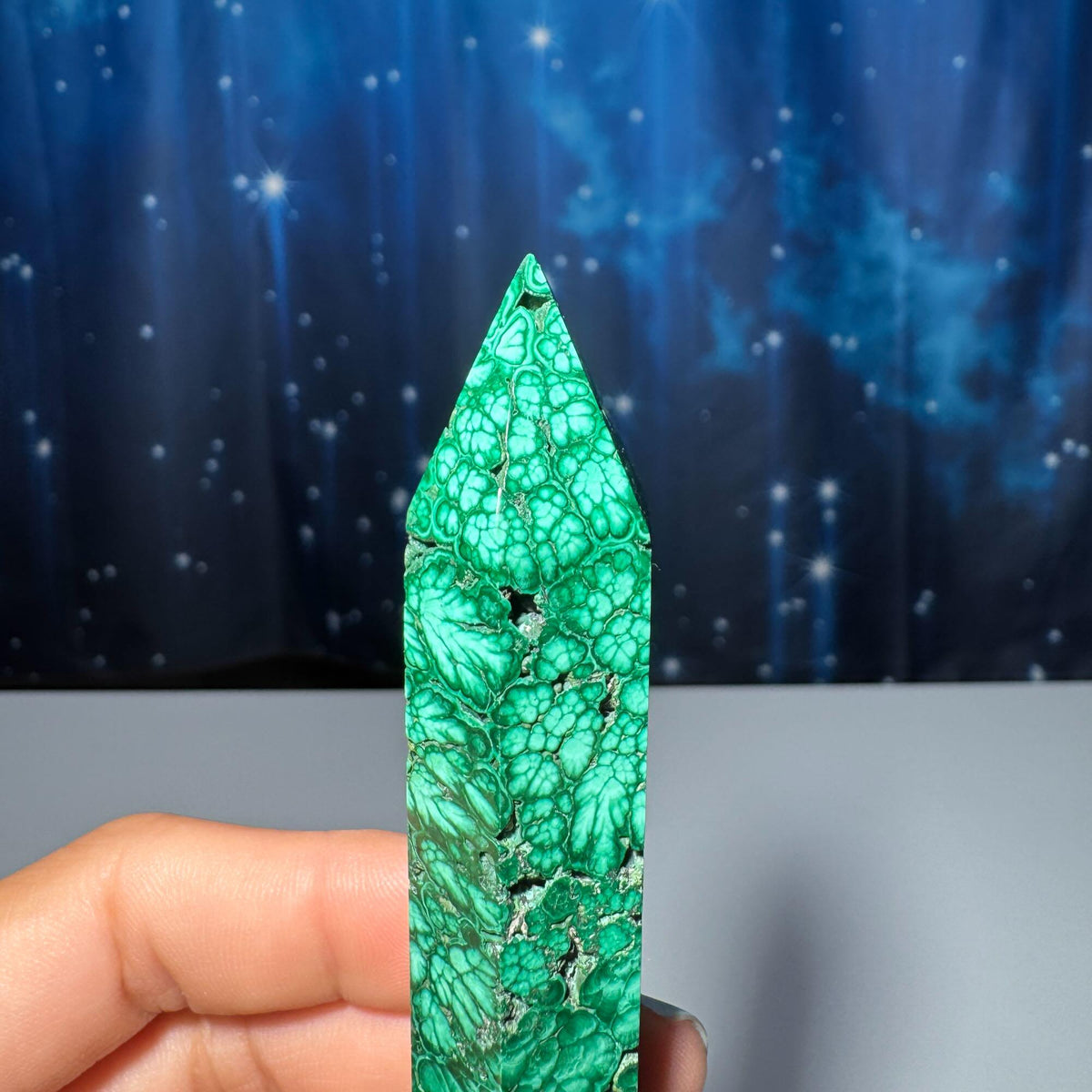 Malachite DT | 4 1/4" long | 76 grams | genuine Malachite | natural Malachite | double termination | Damage Discount