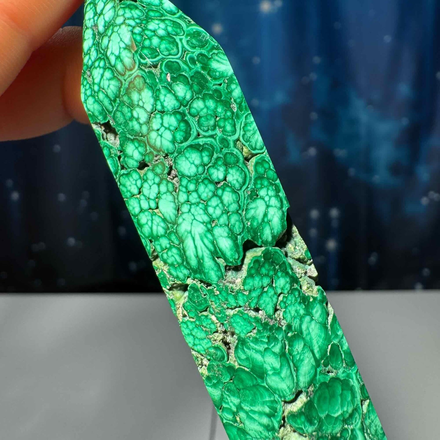 Malachite DT | 4 1/4" long | 76 grams | genuine Malachite | natural Malachite | double termination | Damage Discount
