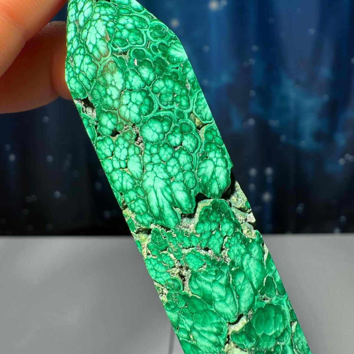 Malachite DT | 4 1/4" long | 76 grams | genuine Malachite | natural Malachite | double termination | Damage Discount
