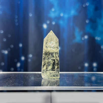 Prasiolite mini point | 2” tall | 22 grams | Damage Discount | with rainbows | heat treated Amethyst